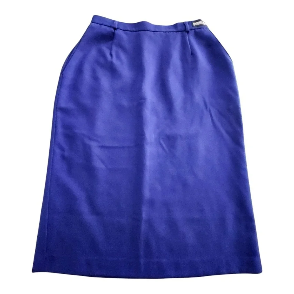 NWT Koret Blue Wool Blend Skirt Woman's Size 12 Vintage Pockets Made USA Lined